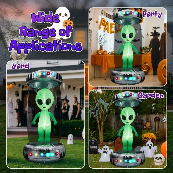 8.2FT Tall Halloween Inflatable Outdoor Decoration, Blow Up UFO With