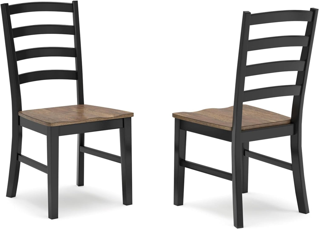 Armless Dining Chair Set 2 Two Tone Black and Brown