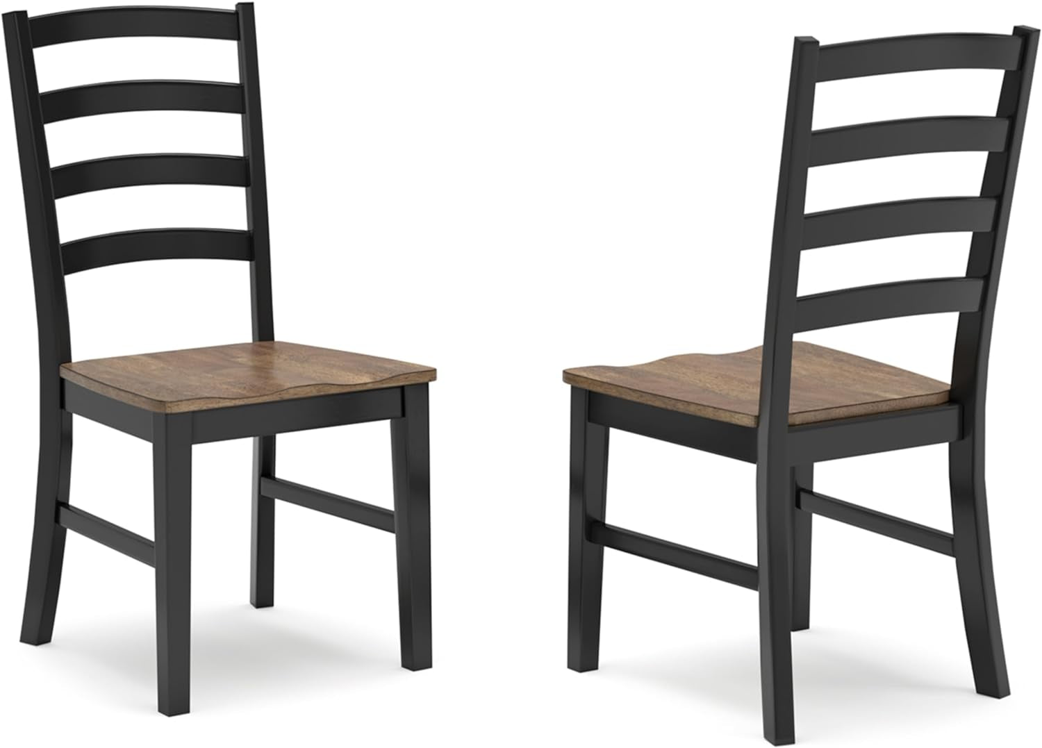 Armless Dining Chair Set 2 Two Tone Black and Brown
