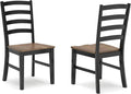 Armless Dining Chair Set 2 Two Tone Black and Brown