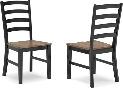 Armless Dining Chair Set 2 Two Tone Black and Brown
