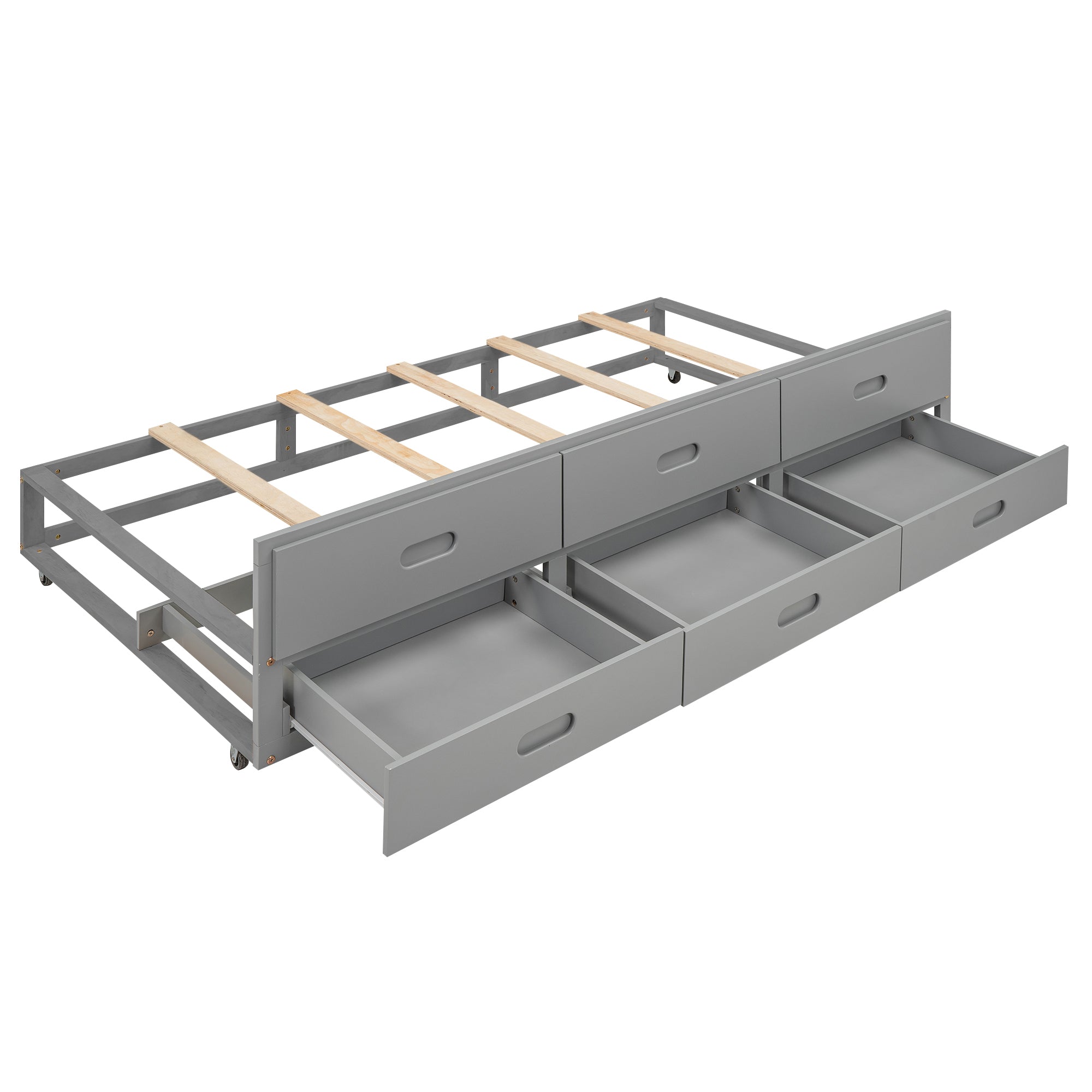 Full Size Platform Bed with Storage Headboard, USB, Twin Size Trundle