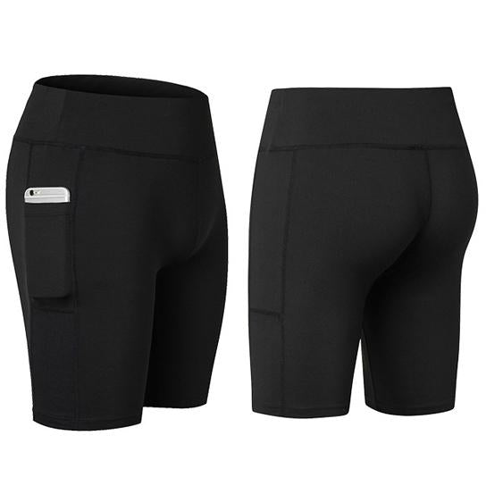 Stretch Yoga Shorts with Phone Pocket