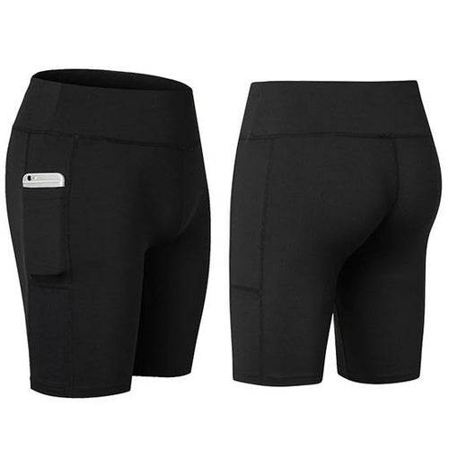 Short de yoga extensible avec poche pour téléphone