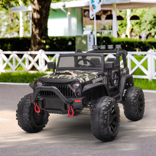 Aosom 12V two-seater kids electric ride-on police Jeep