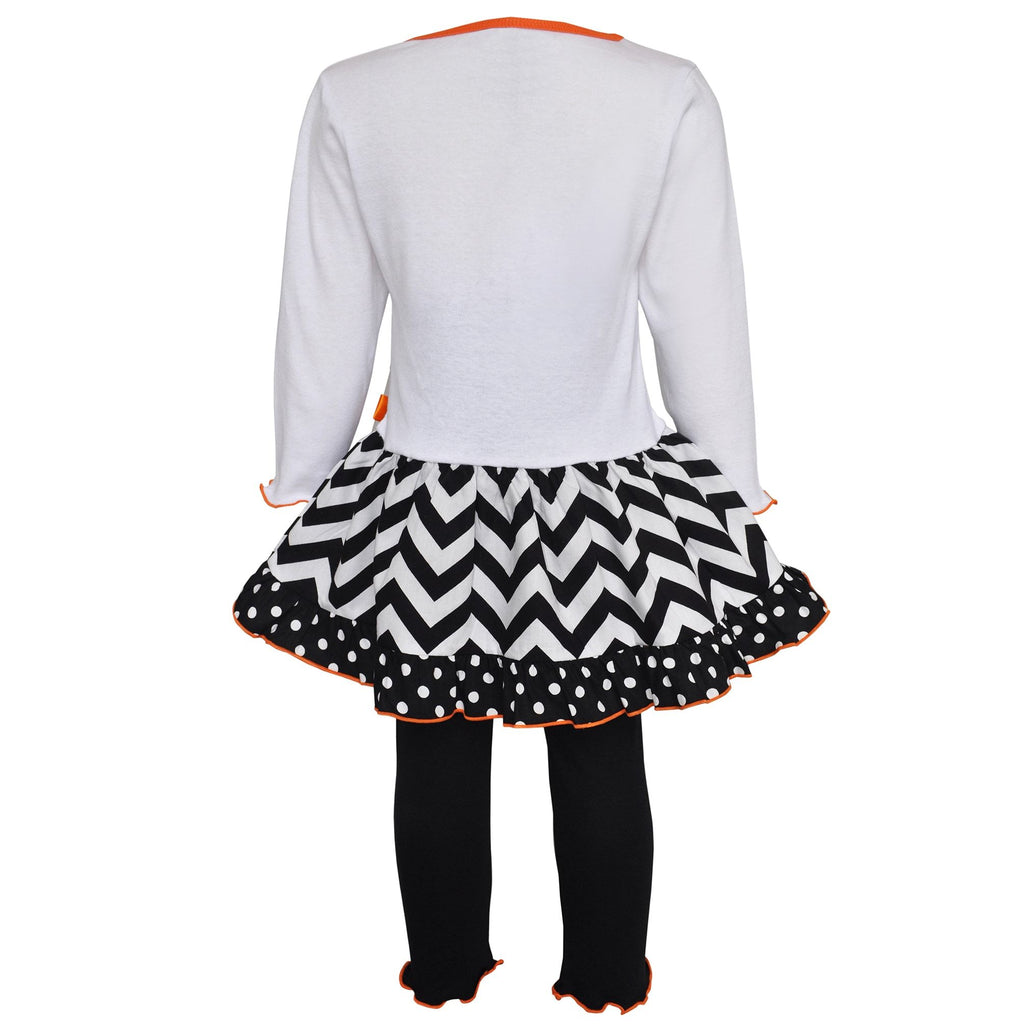 Girls' Pumpkin and Kitten Knit Dress Set