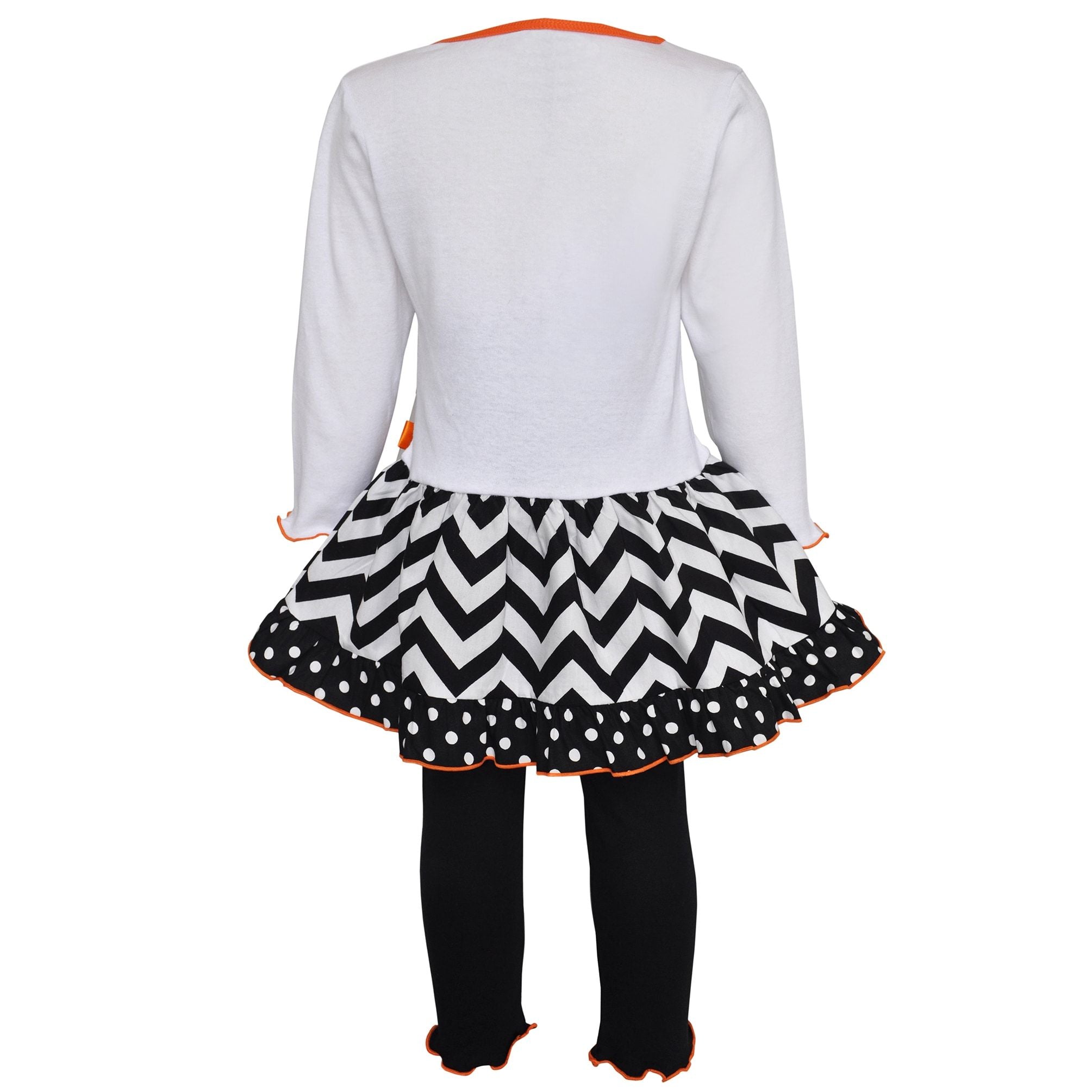 Girls' Pumpkin and Kitten Knit Dress Set