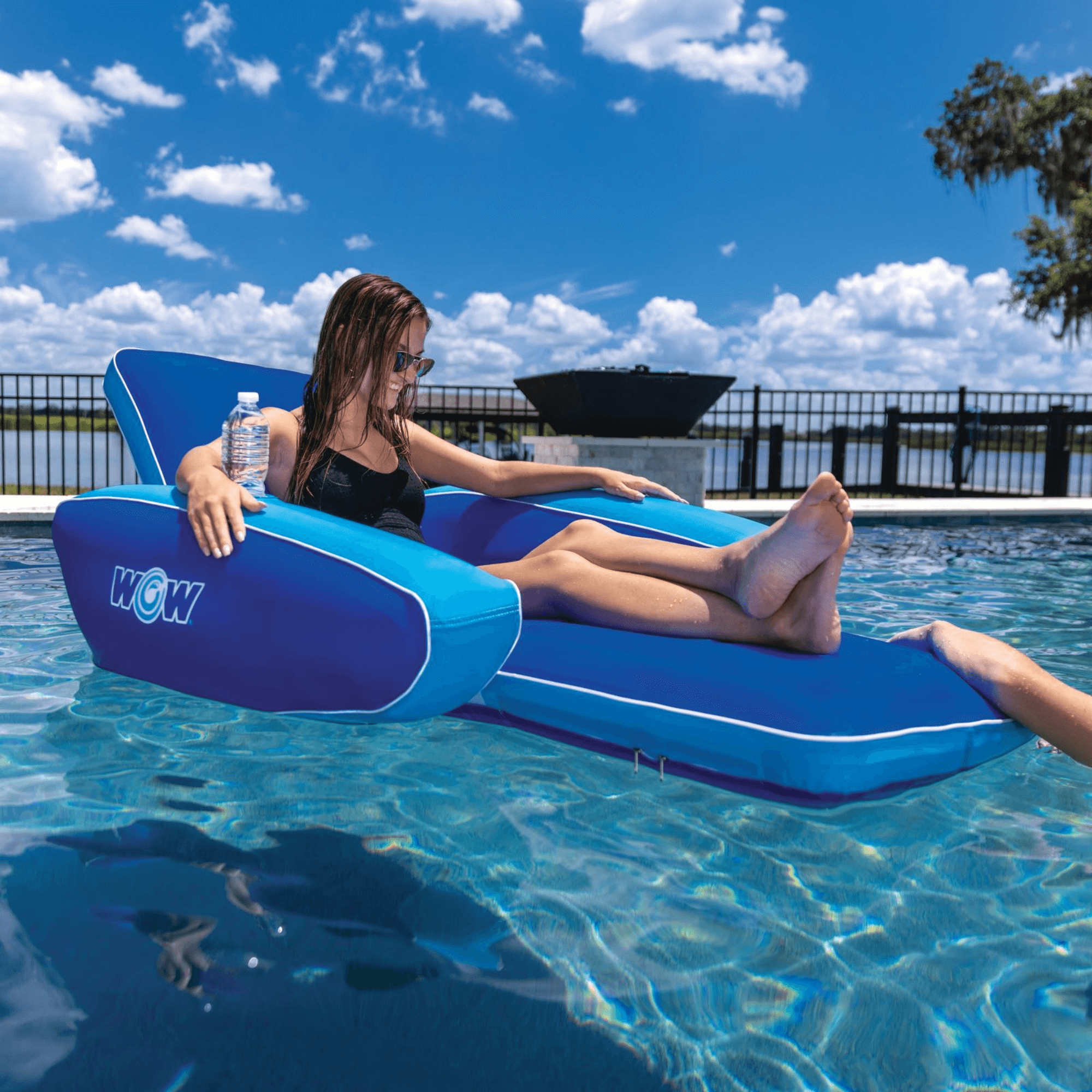 WOW Watersports Modern Lounger Pool Float with Cup Holder and