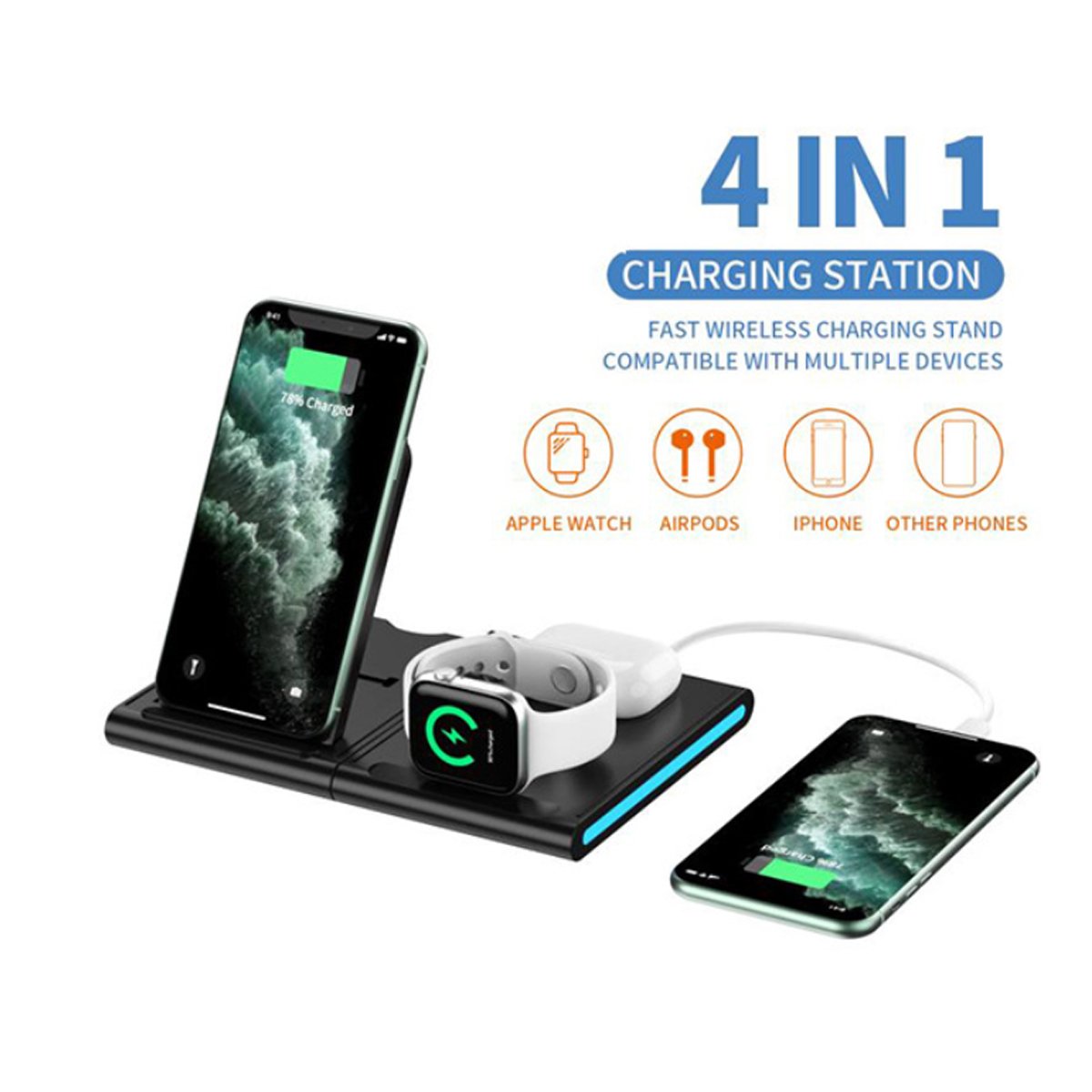Magnetic Power Tiles 4-in-1 Wireless Charging Station