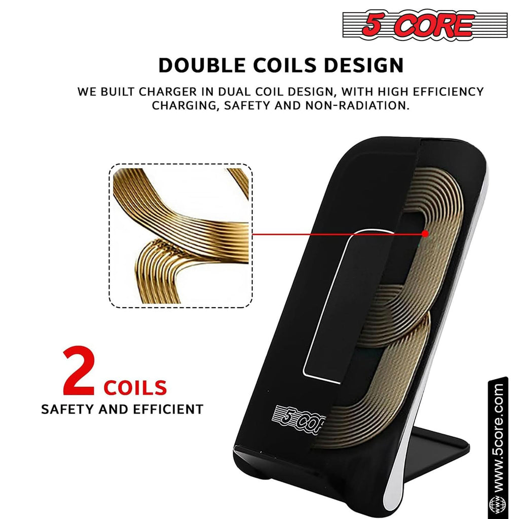 5 Core 10W Fast Wireless Charging Pad, Glass Top
