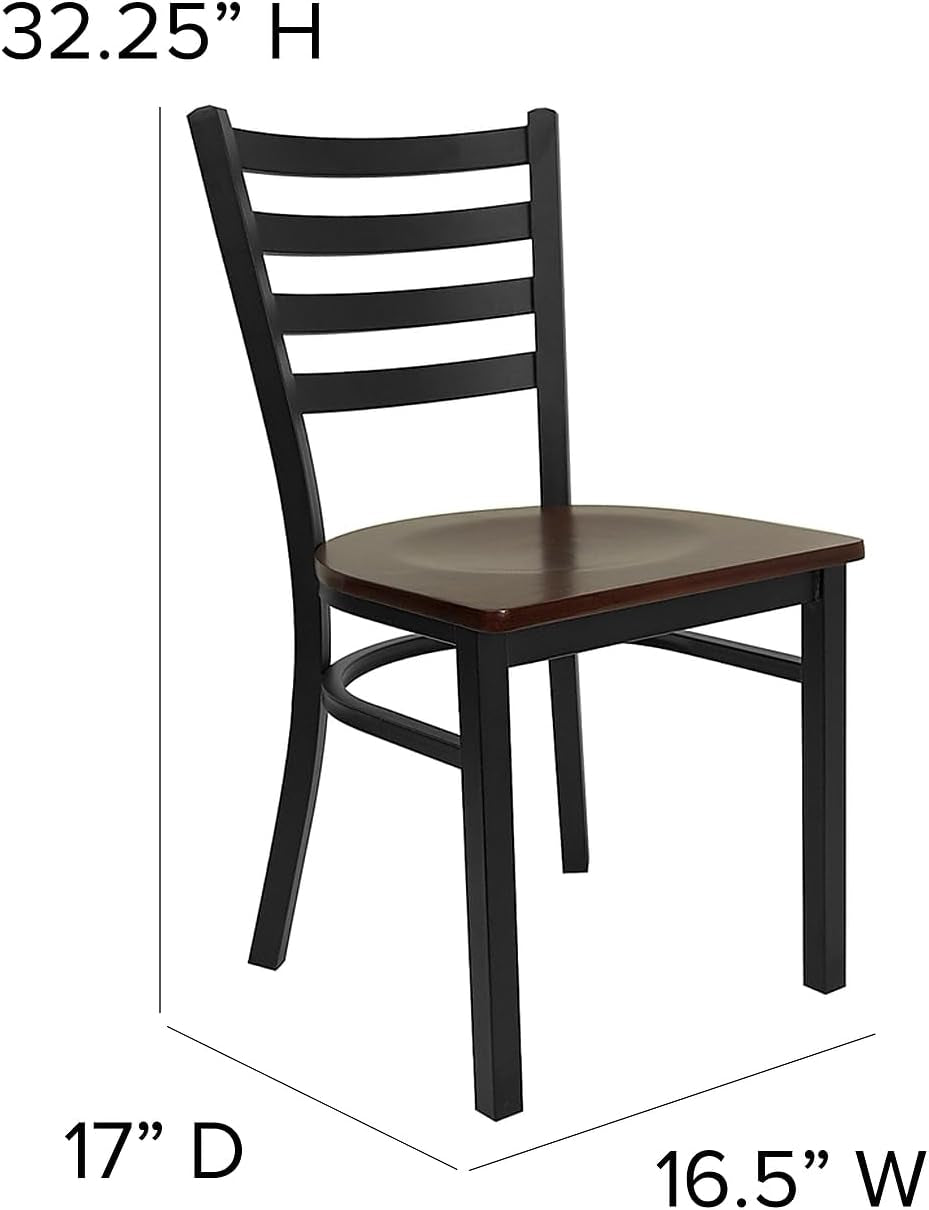 Ladder Back Metal Dining Chairs, Set of 2 (Black)