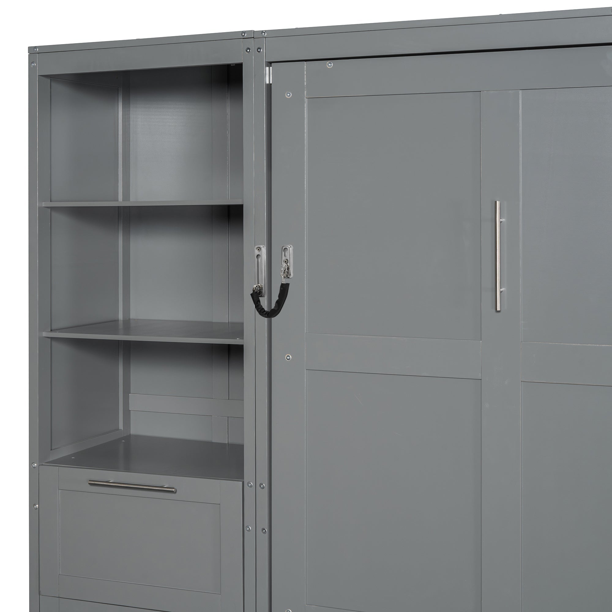 Murphy Wall Bed, Queen Size, MDF and LVL with Drawers, Shelves, and