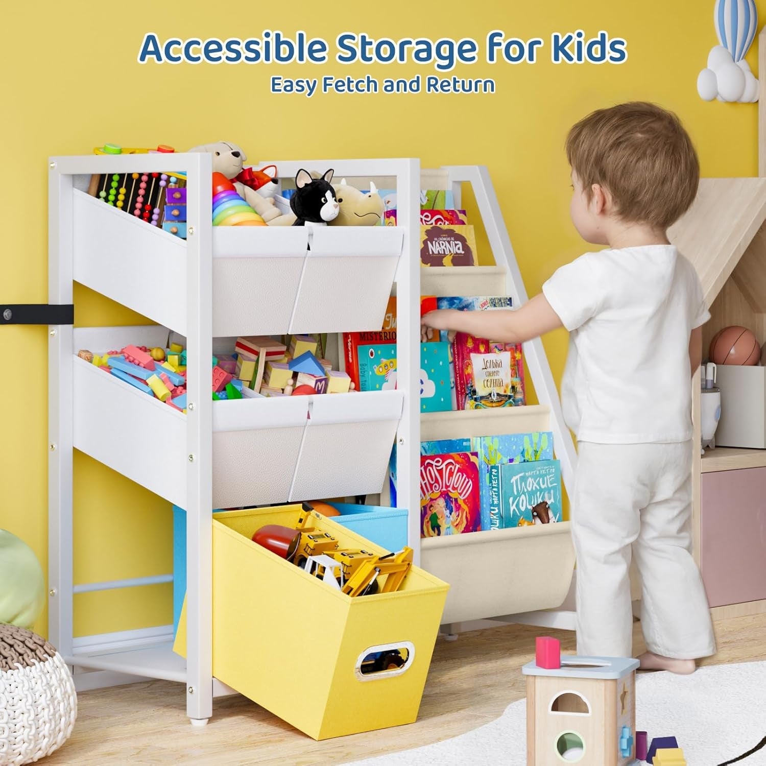 Kids Toy Storage Organizer Bookshelf with 6 Bins