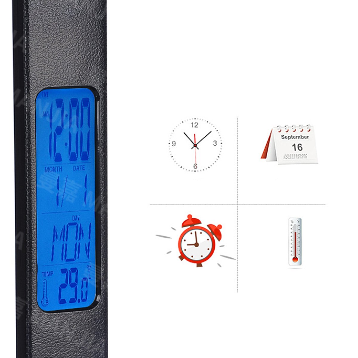 3-in-1 Desk Lamp with Wireless Charger, Clock and Thermostat