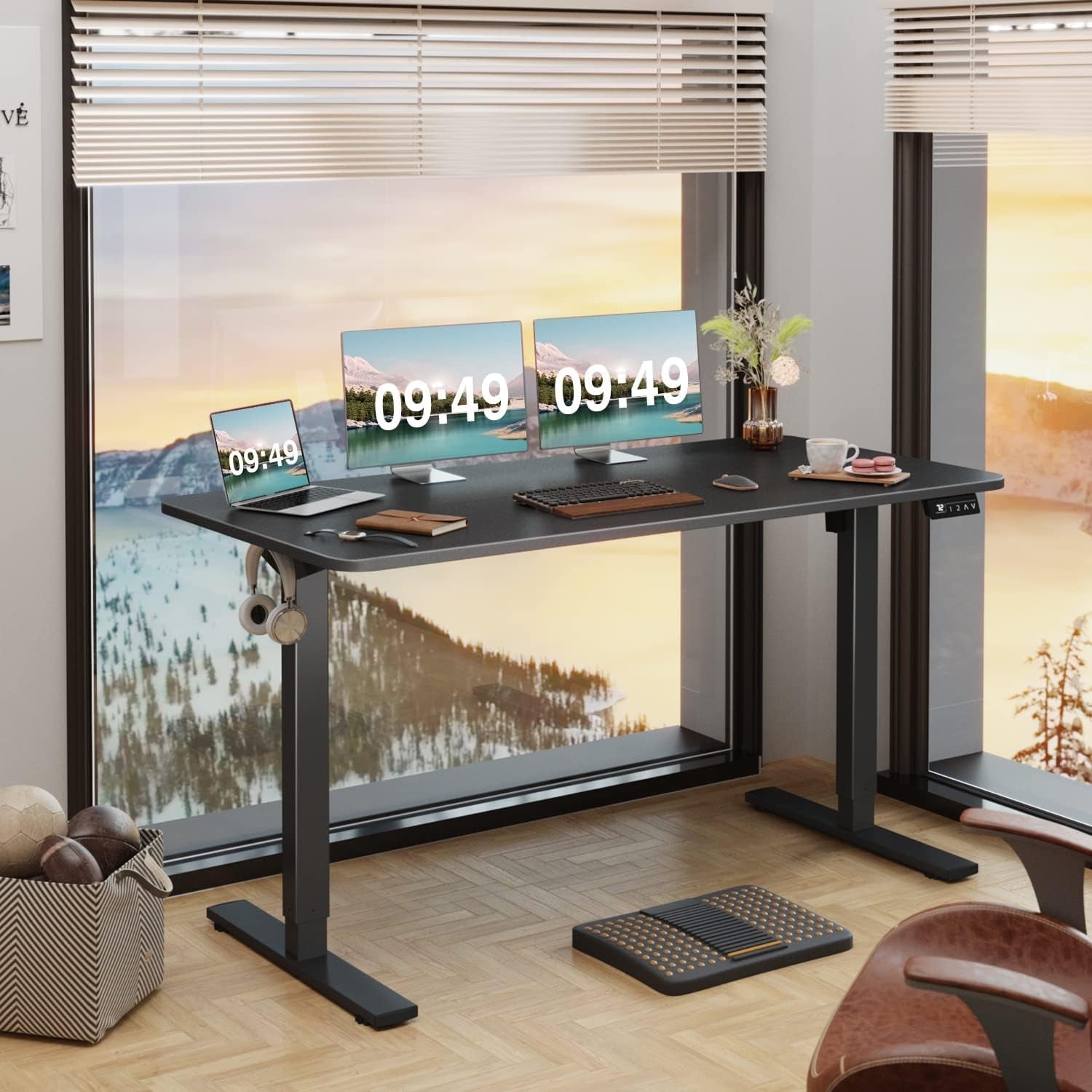 Electric Height Adjustable Standing Desk 55 X 24 Inches