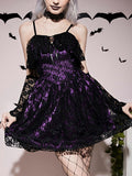 Purple Gothic Lace-Up Cami Dress