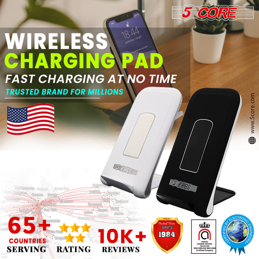 5 Core 10W Fast Wireless Charging Pad, Glass Top