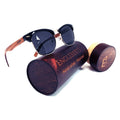Walnut Wood Club Sunglasses with Bamboo Case, Polarized