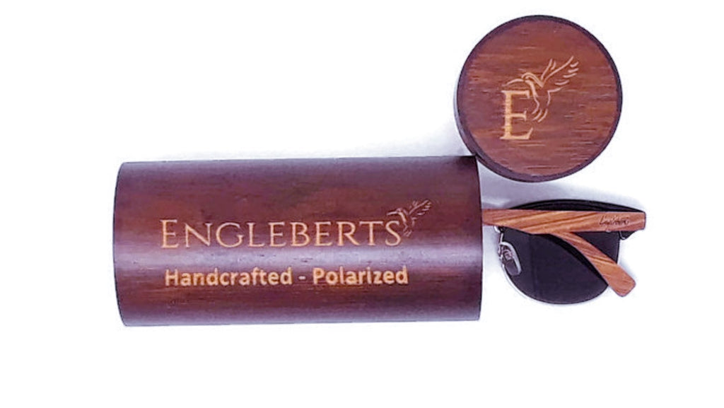 Walnut Wood Club Sunglasses with Bamboo Case, Polarized
