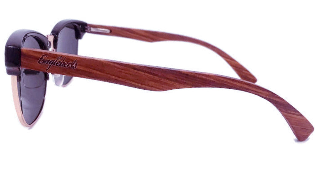 Walnut Wood Club Sunglasses with Bamboo Case, Polarized