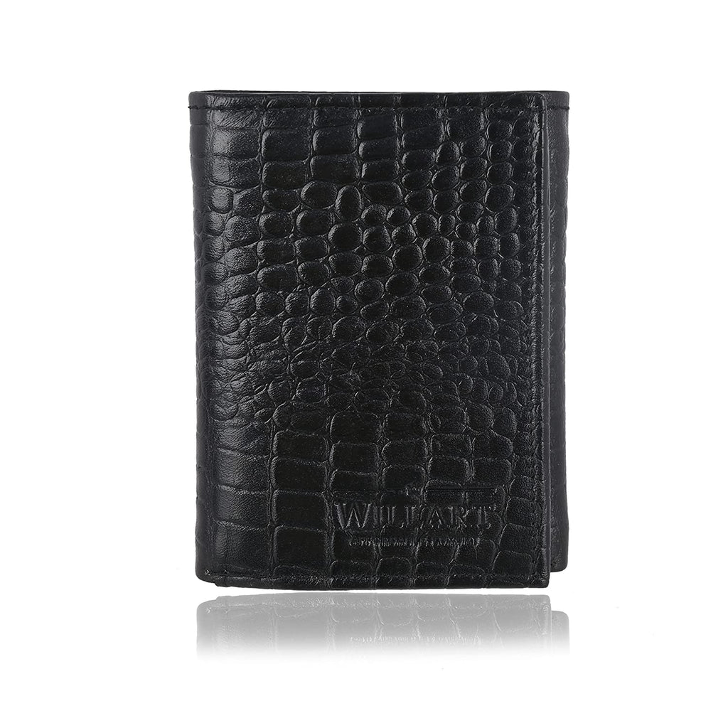 Men's RFID Trifold Leather Wallet, Slim Card Holder