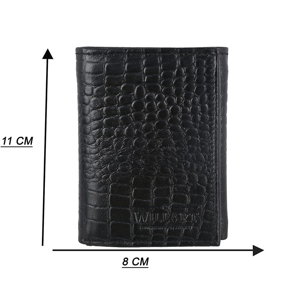 Men's RFID Trifold Leather Wallet, Slim Card Holder