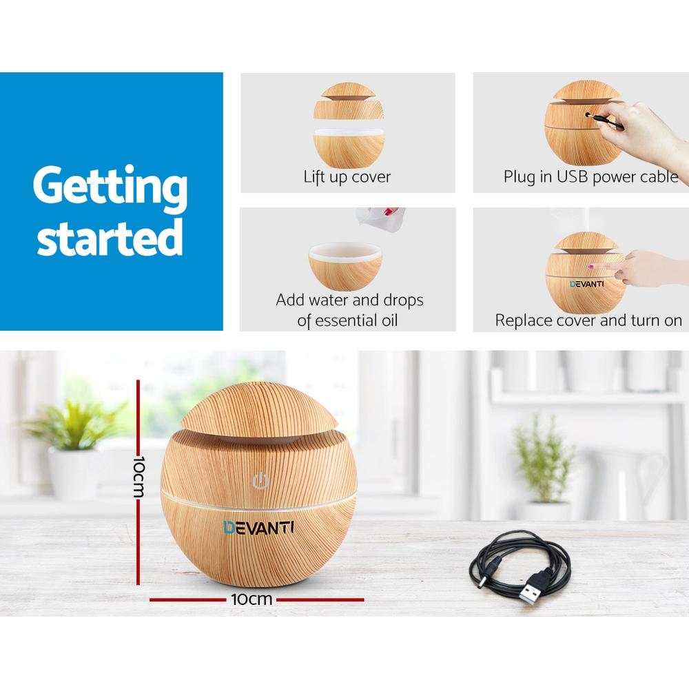 Devanti Aroma Diffuser 130ml, Light Wood