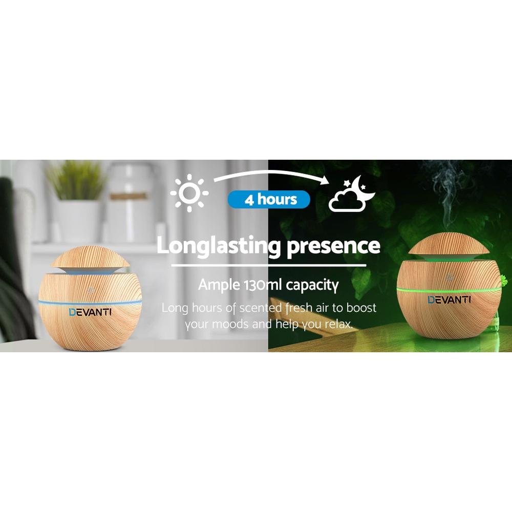 Devanti Aroma Diffuser 130ml, Light Wood