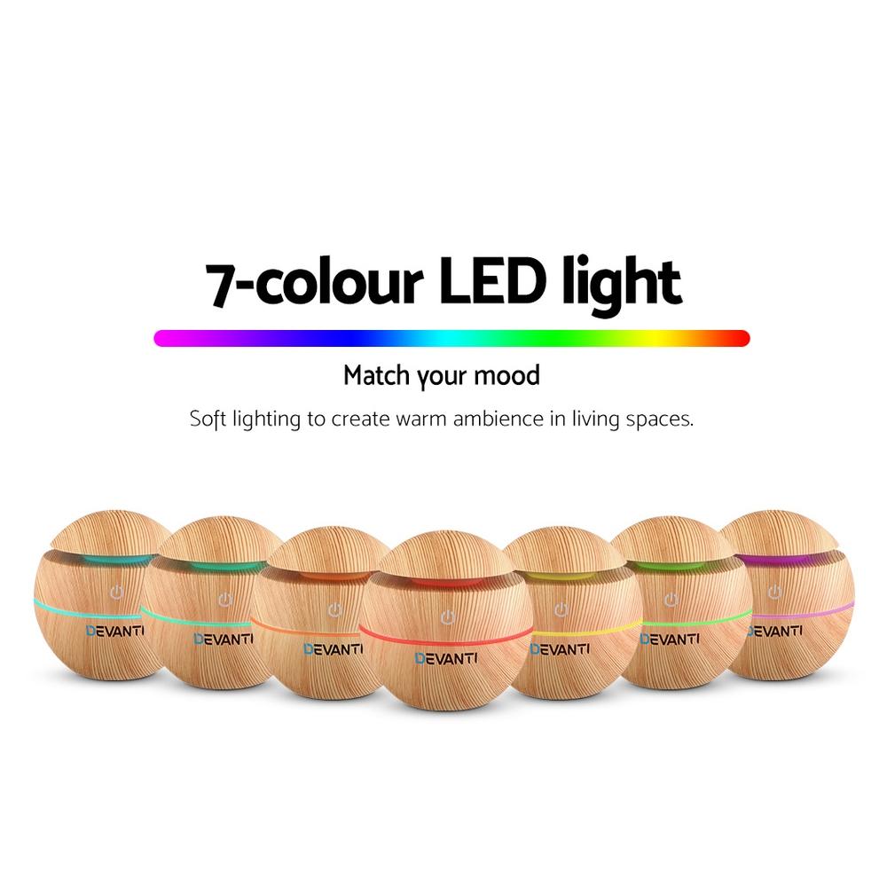 Devanti Aroma Diffuser 130ml, Light Wood