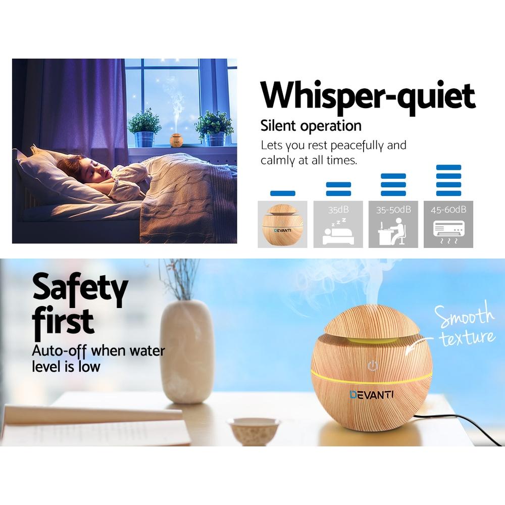 Devanti Aroma Diffuser 130ml, Light Wood