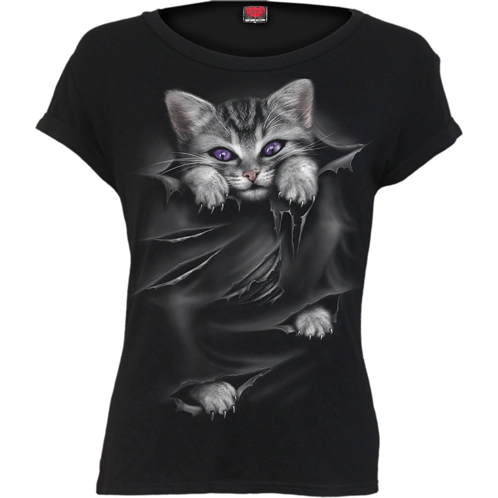 Boatneck Cap Sleeve Top, Black