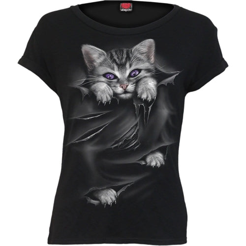 Boatneck Cap Sleeve Top, Black