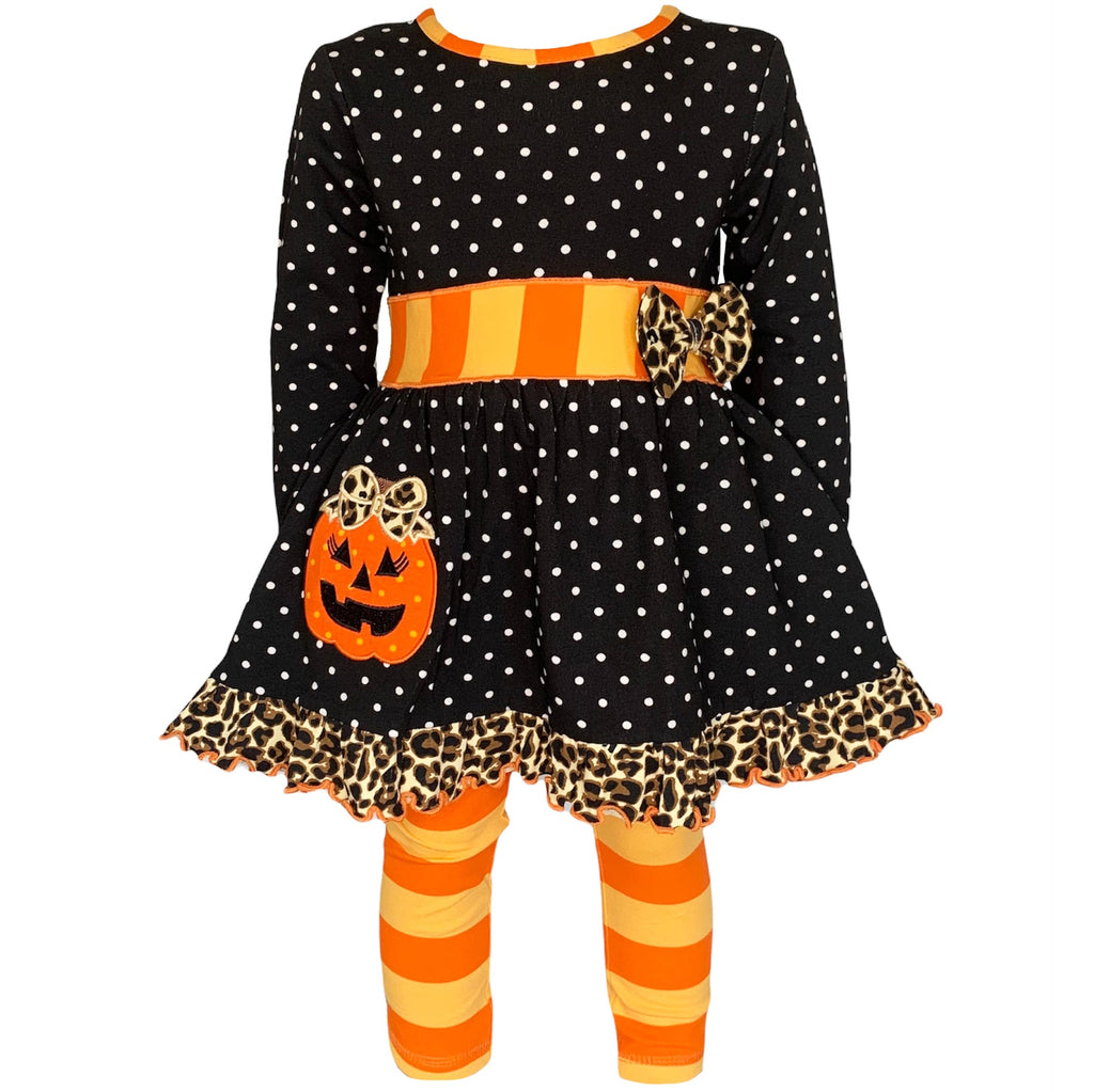 Girls' Pumpkin Polka Dot Dress
