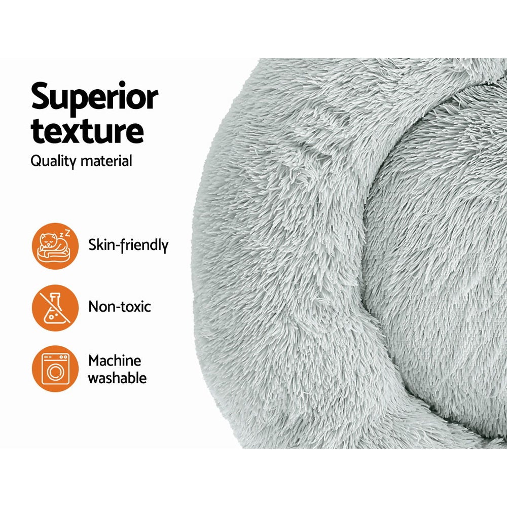 Calming Plush Dog Bed, 90cm (Light Grey)