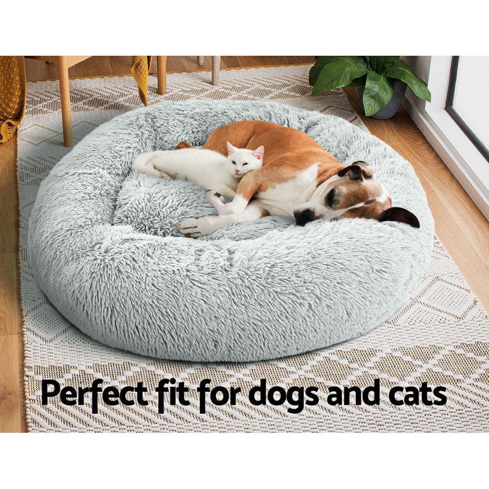 Calming Plush Dog Bed, 90cm (Light Grey)