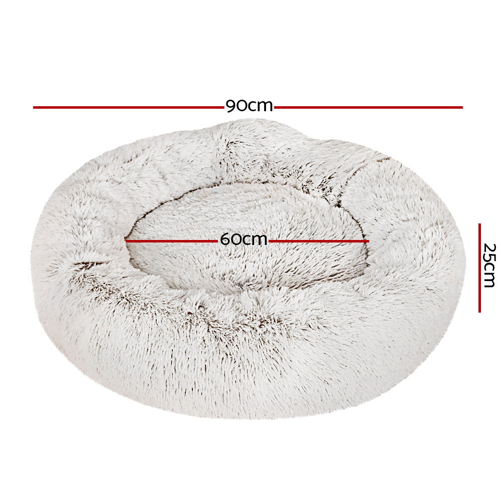 Calming Dog Bed Comfy Cave, 90cm (White)