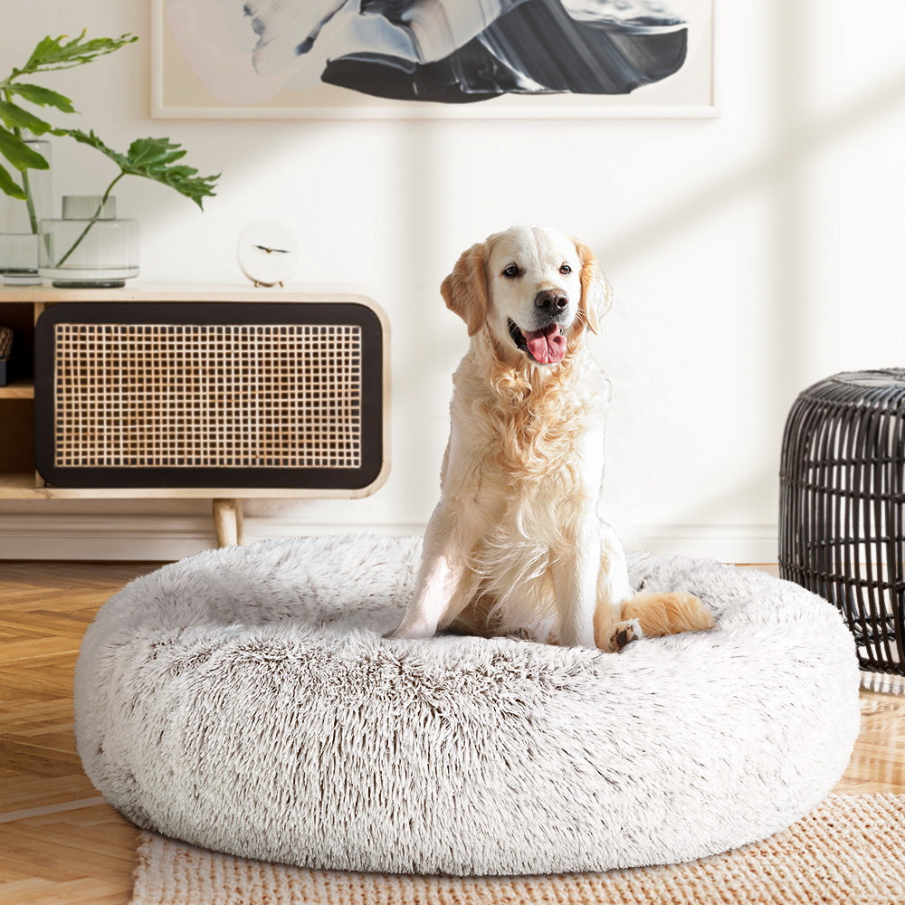 Calming Dog Bed Comfy Cave, 90cm (White)