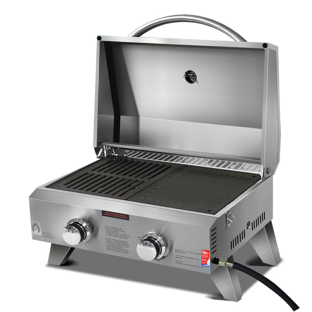 Portable 2-Burner Gas BBQ Grill for Camping