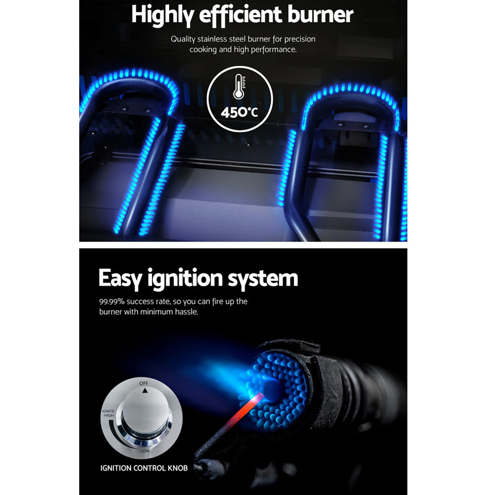 Portable 2-Burner Gas BBQ Grill for Camping