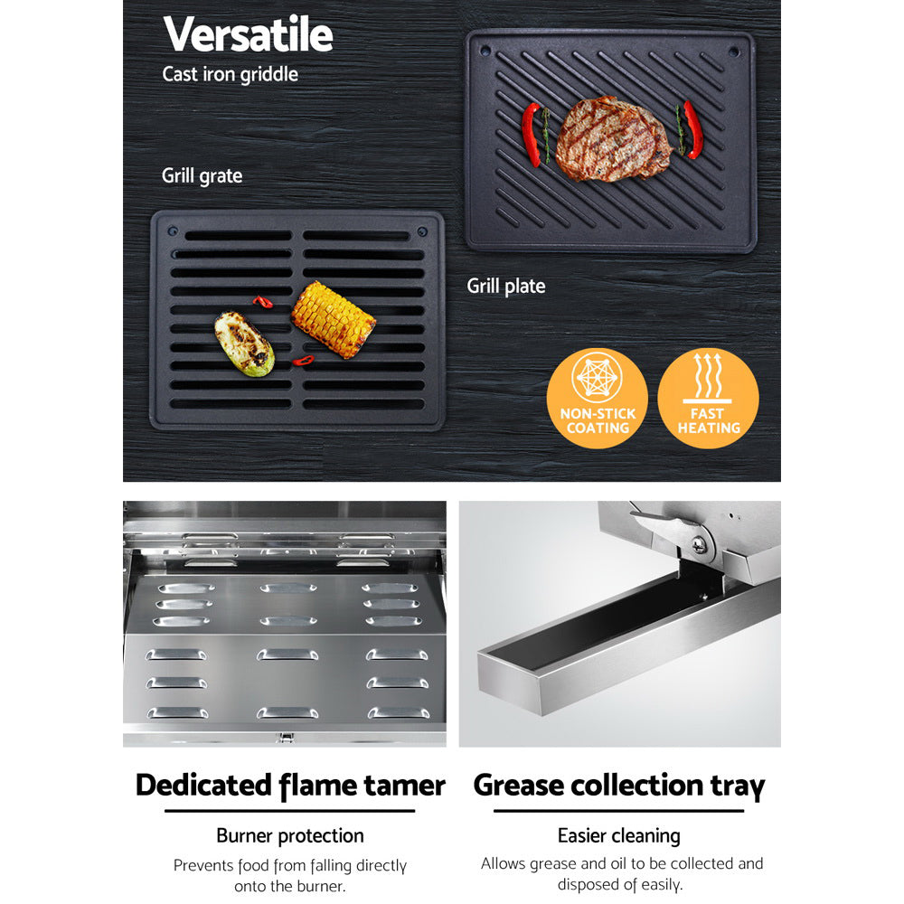 Portable 2-Burner Gas BBQ Grill for Camping