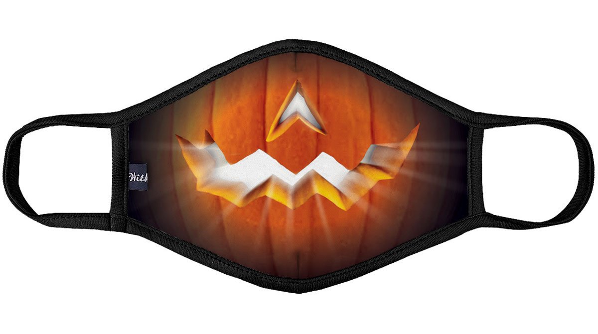 Halloween Pumpkin Face Covering, 3-Layer