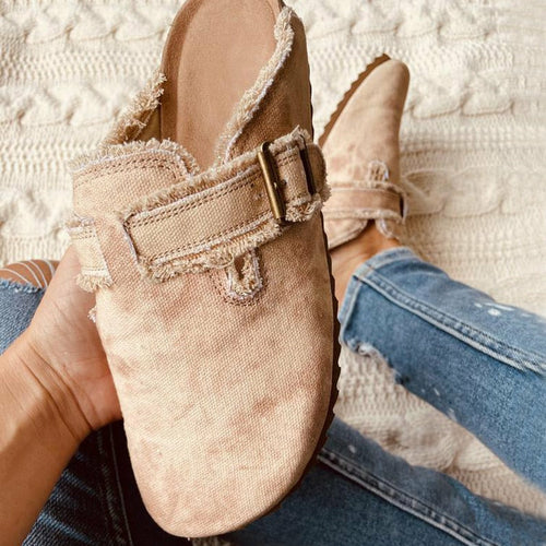 Mocassins plats en toile, Vintage femme