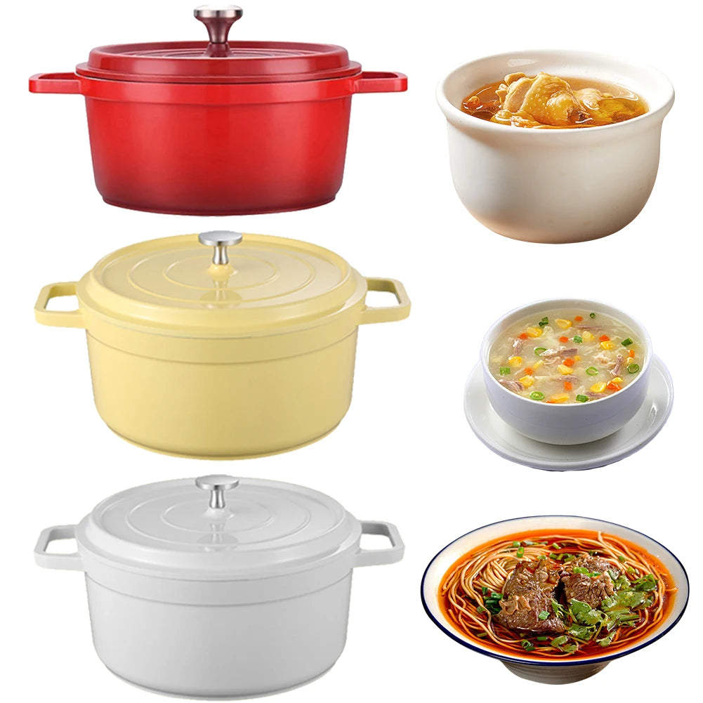Enameled Cast Aluminum Dutch Oven with Lid Home Kitchen Enamel Stock