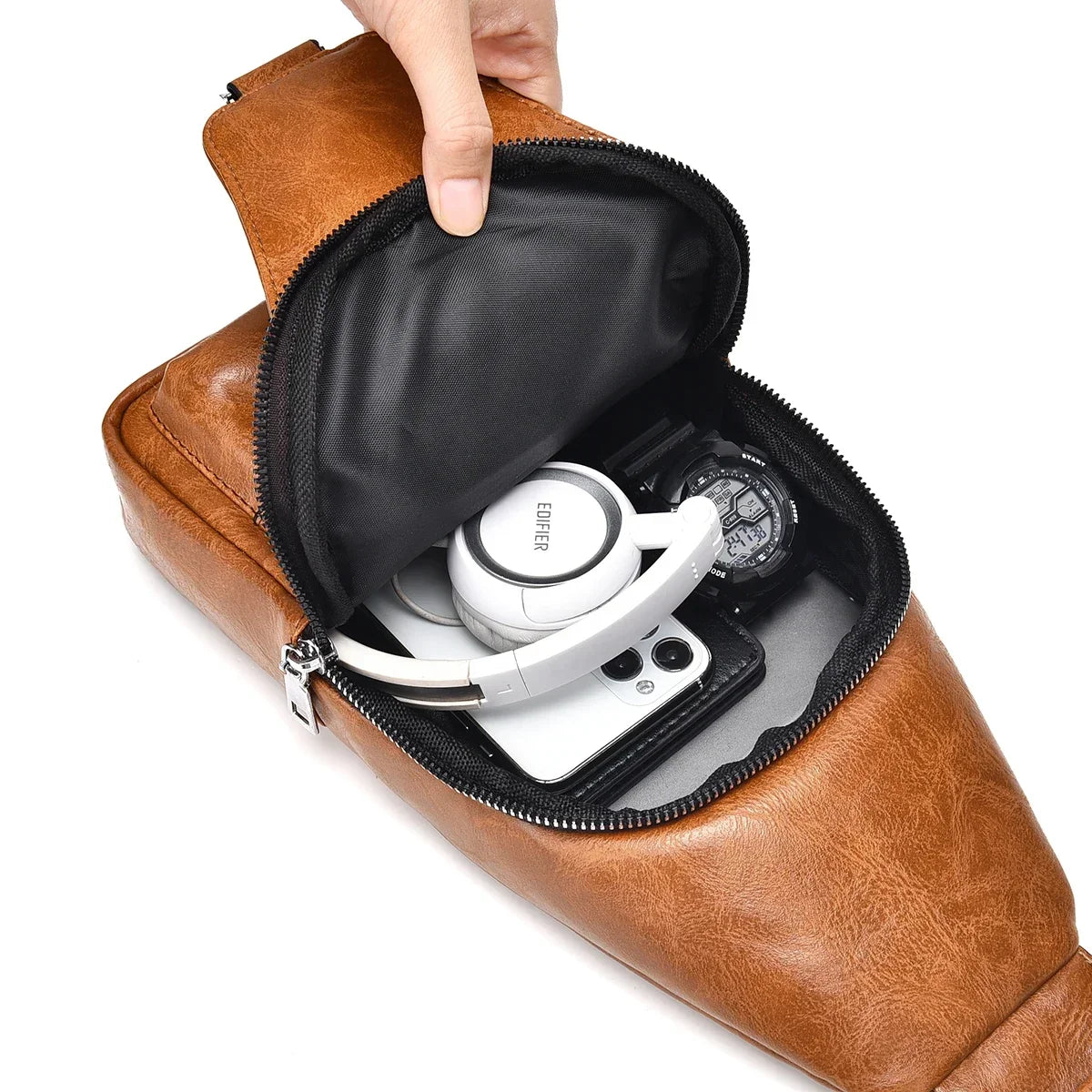 Men's Crossbody Sling Bag, Retro Travel