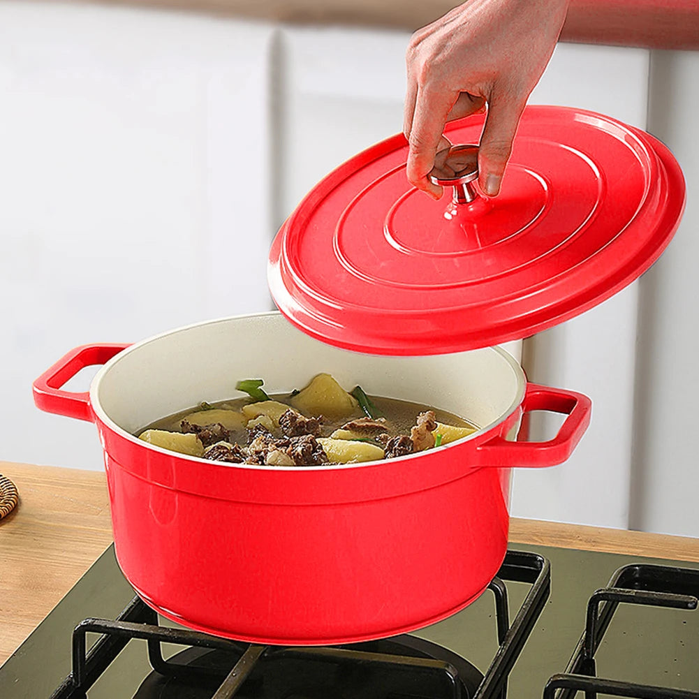 Enameled Cast Aluminum Dutch Oven with Lid Home Kitchen Enamel Stock