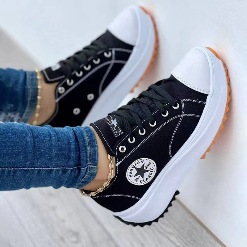 Canvas Lace-Up Sneakers, Women