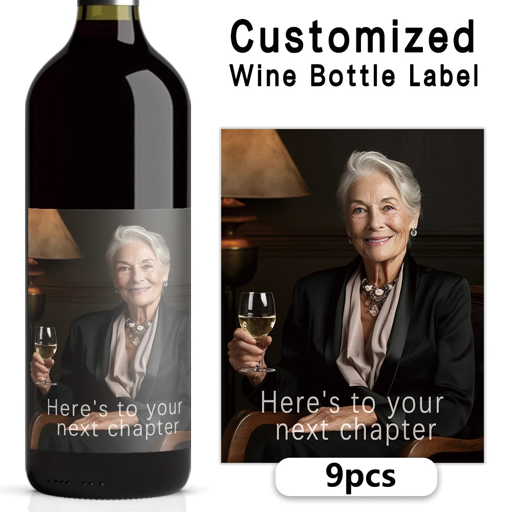 9pcs Customizable Mother's Day Wine Label Set, Waterproof Bottle