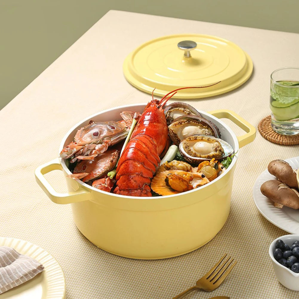 Enameled Cast Aluminum Dutch Oven with Lid Home Kitchen Enamel Stock
