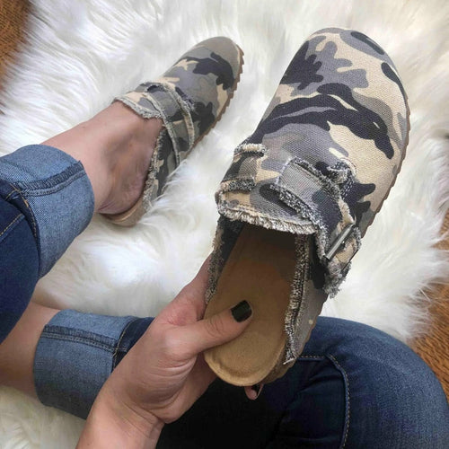Mocassins plats en toile, Vintage femme
