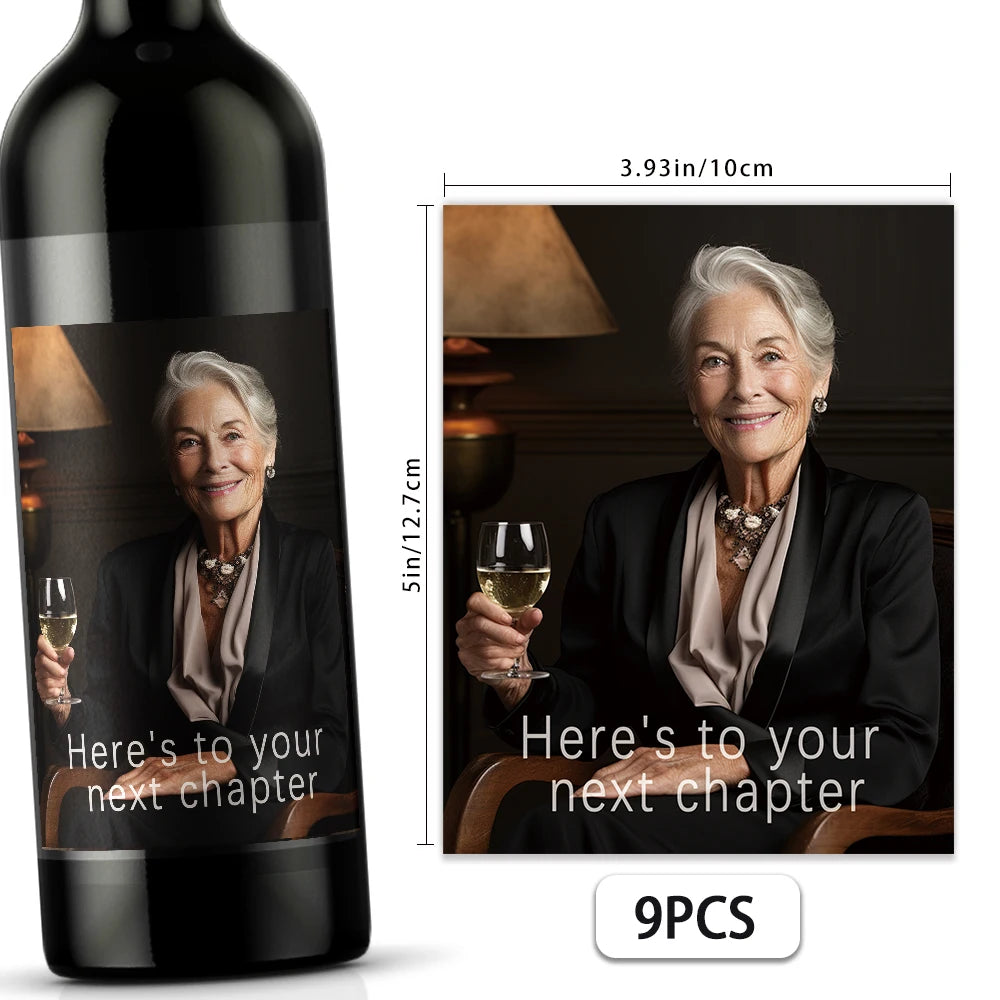 9pcs Customizable Mother's Day Wine Label Set, Waterproof Bottle